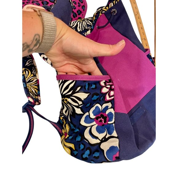 Vera Bradley Canvas Colorblock Backpack Purple Blue Floral School Bag - Picture 12 of 12